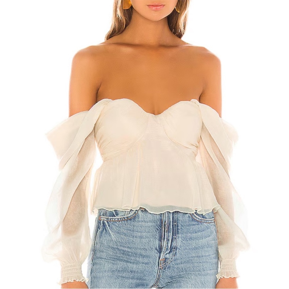House of Harlow 1960 Sheer Cream Burna Blouse